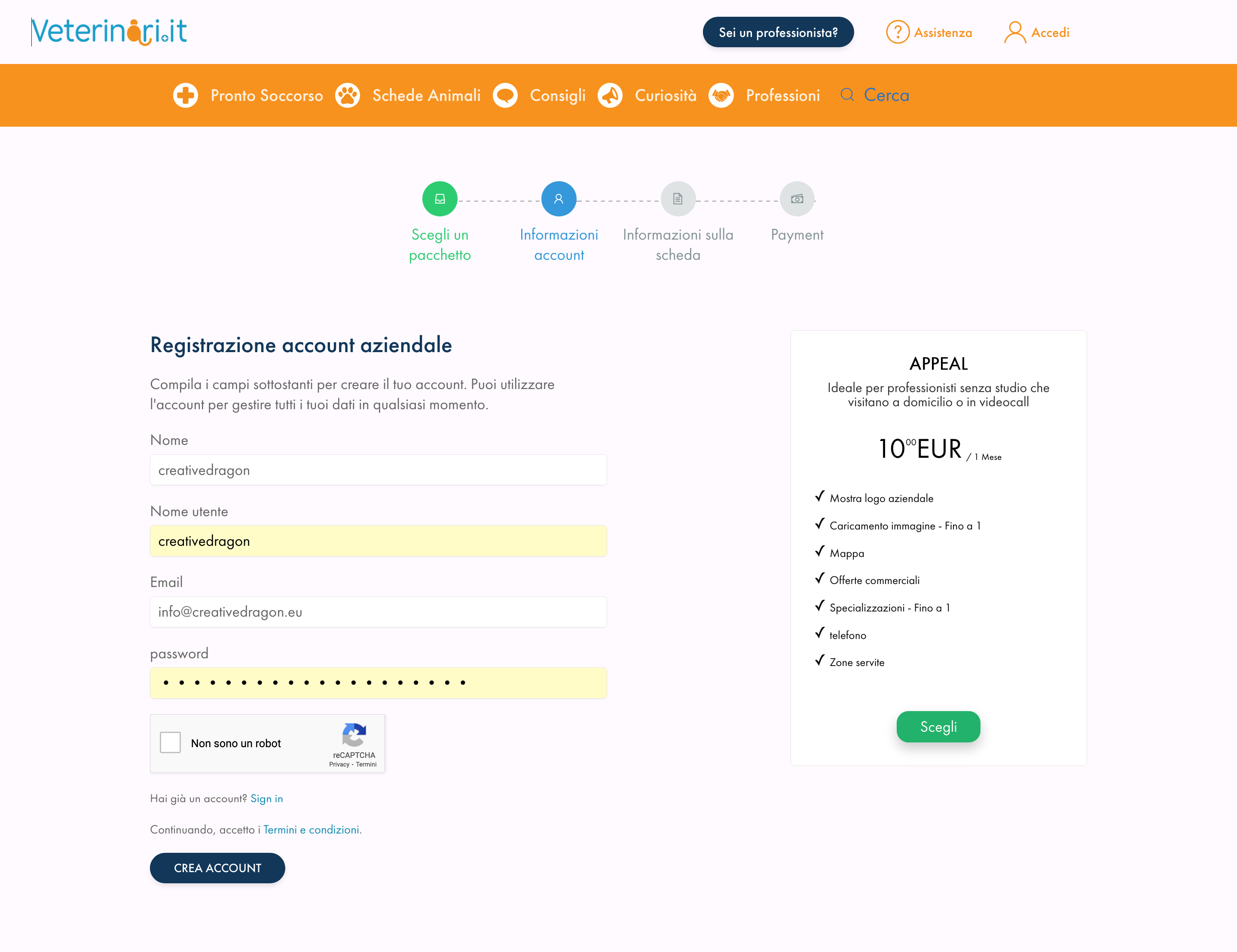 1 registra account aziendale