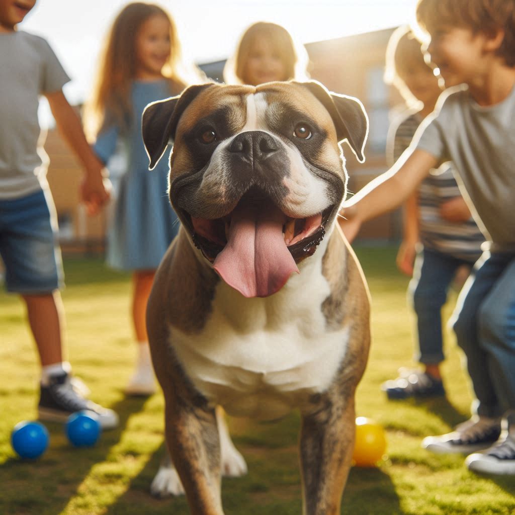 un cane American Bulldog un po meno muscoloso